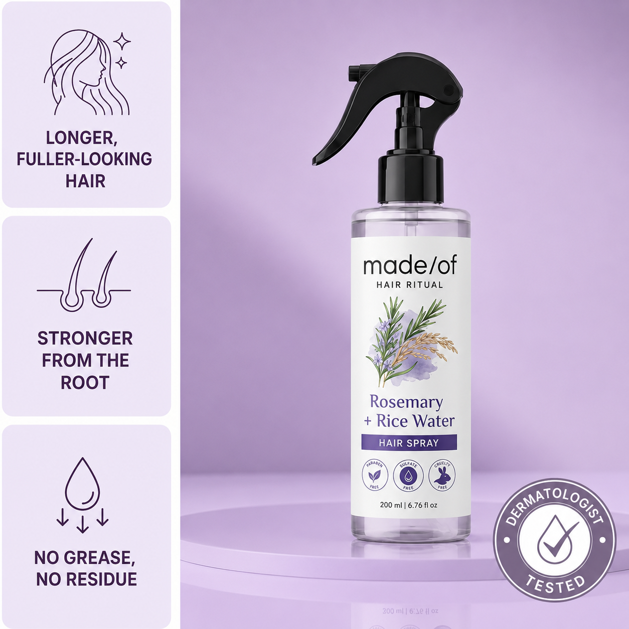 Rosemary + Rice Water Spray